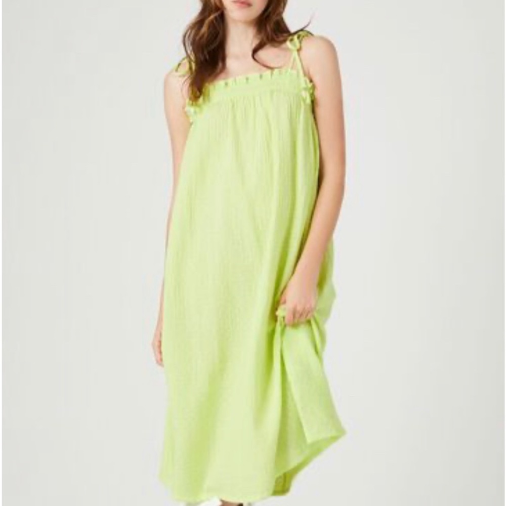 Forever 21 lime green Tie-Strap Shift Midi Dress